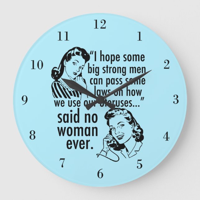 Reloj Redondo Grande Personalizado política feminista pro Choice Retro  (Anverso)