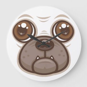 Reloj Redondo Grande Personalizado Pug Mug Puppy Dog Face