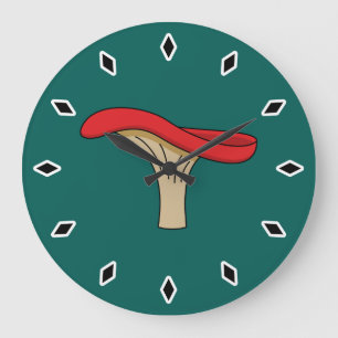Reloj Redondo Grande Personalizado Red Mushroom