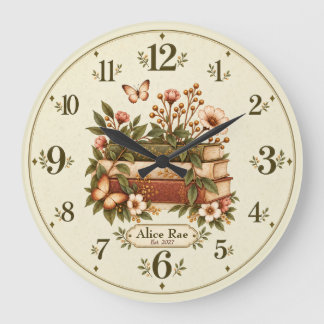 Reloj Redondo Grande Personalizado | Rincón de Lectura Acogedor para Am