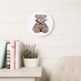 Reloj Redondo Grande Personalizado rosa del oso