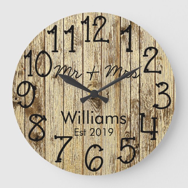 Reloj Redondo Grande Personalizado ruso personalizado de madera marrón (Anverso)