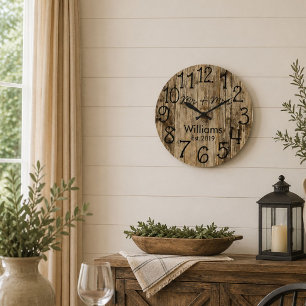 Reloj Redondo Grande Personalizado ruso personalizado de madera marrón