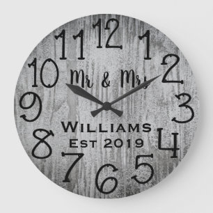 Reloj Redondo Grande Personalizado Rústico Personalizado de Madera Gris