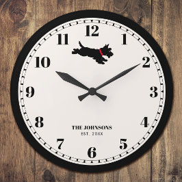 Reloj Redondo Grande Personalizado Scottie Dog Nombre personalizado Neg