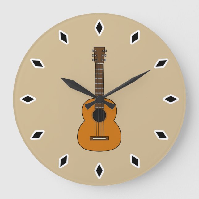 Reloj Redondo Grande Personalizado simple de guitarra acústica (Anverso)