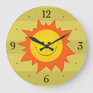 Reloj Redondo Grande Personalizado sonriente feliz Sun Childrens