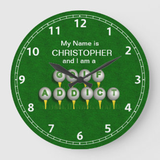 Reloj Redondo Grande Personalizado soy un adicto al golf