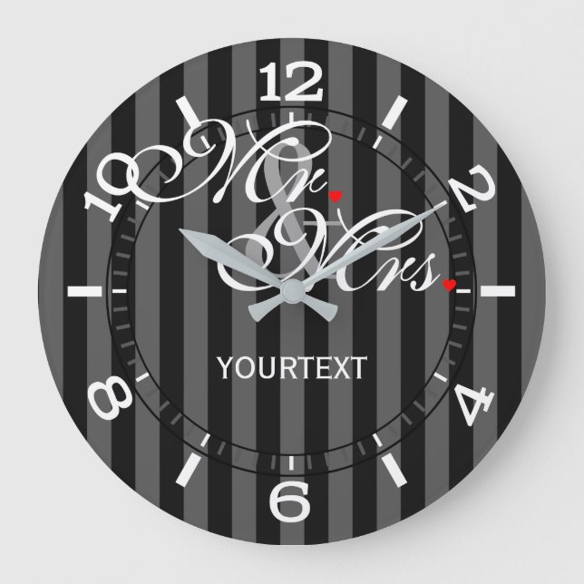 Reloj Redondo Grande Personalizado Sr. y Sra. en un (Anverso)