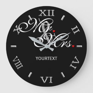 Reloj Redondo Grande Personalizado Sr. y Sra. en un