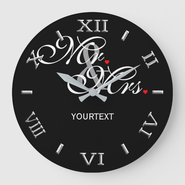 Reloj Redondo Grande Personalizado Sr. y Sra. en un (Anverso)