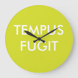 Reloj Redondo Grande Personalizado Verde Texto Frases latinas Tempus Fu