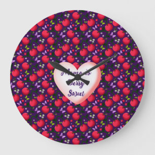 Reloj Redondo Grande Personalizado y hecho a medida Mariposa de Cereza