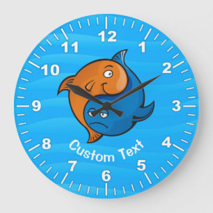 Reloj Redondo Grande Personalizado Yin Yang Fish