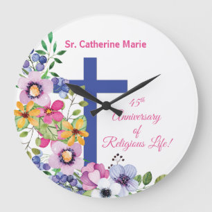 Reloj Redondo Grande Personalizar, 45 Aniversario Nun Vida Religiosa
