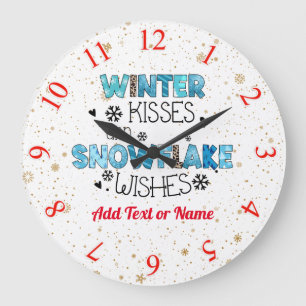 Reloj Redondo Grande Personalizar de besos de invierno