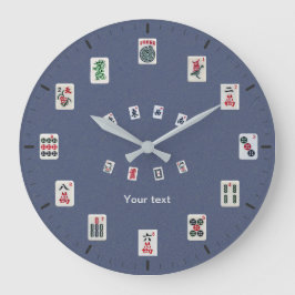 Reloj Redondo Grande Personalizar el diseño de mosaicos de MahJong en a
