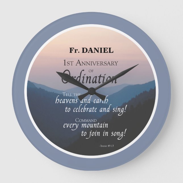 Reloj Redondo Grande Personalizar el primer aniversario de la ordenanza (Anverso)