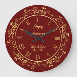Reloj Redondo Grande Personalizar floral Feliz Oro 50 años