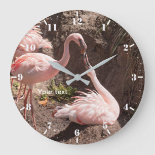 Reloj Redondo Grande Personalizar la fotografía de aves flamencas en am