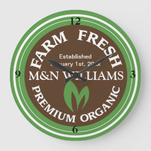Reloj Redondo Grande Personalizar Su Nombre Logotipo De Granja Orgánica
