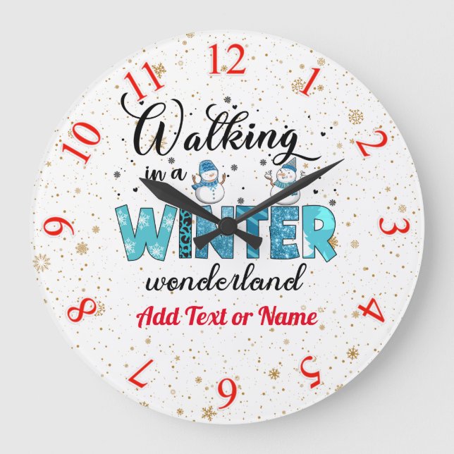 Reloj Redondo Grande Personalizar Winter Wonderland (Anverso)