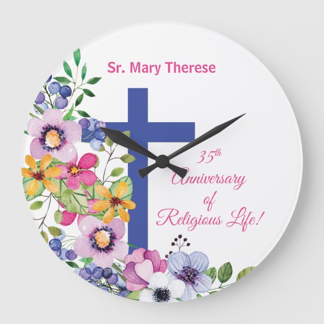 Reloj Redondo Grande Personalize, 35th Anniversary Nun Religious Life (Anverso)