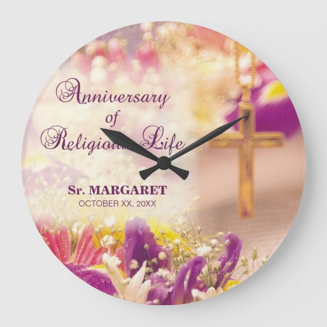 Reloj Redondo Grande Personalize, Anniversary Religious Life, Nun (Anverso)