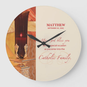 Reloj Redondo Grande Personalize, RCIA Congratulations, Catholic, Red