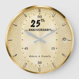 Reloj Redondo Grande Personalized 25th Anniversary Gold