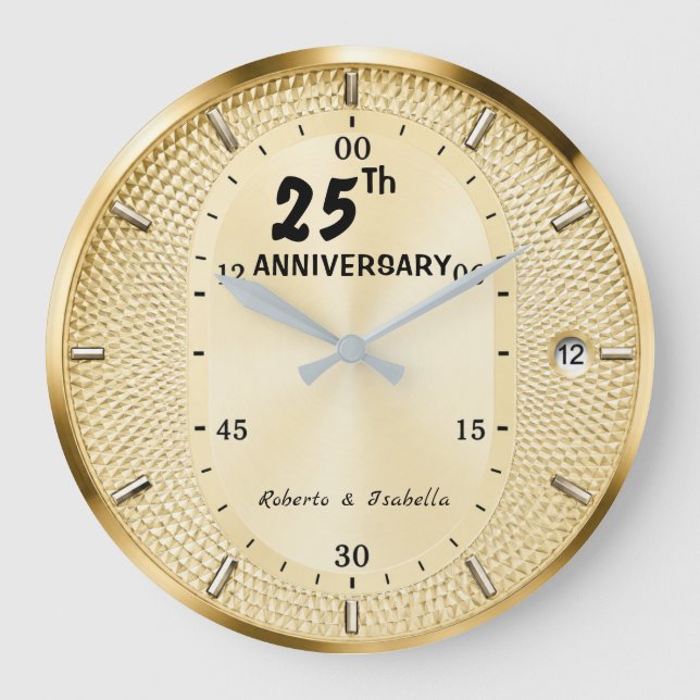 Reloj Redondo Grande Personalized 25th Anniversary Gold  (Anverso)