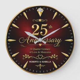 Reloj Redondo Grande Personalized 25th Anniversary Jubilee Gift