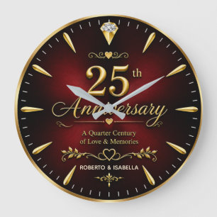 Reloj Redondo Grande Personalized 25th Anniversary Jubilee Gift 