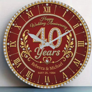 Reloj Redondo Grande Personalized 40th Wedding Anniversary
