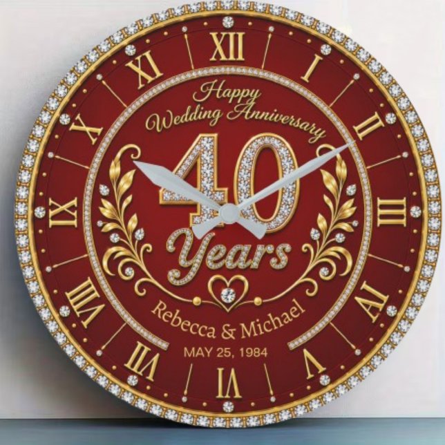 Reloj Redondo Grande Personalized 40th Wedding Anniversary (Subido por el creador)