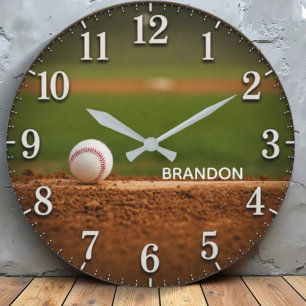 Reloj Redondo Grande Personalized Baseball Field Custom Name