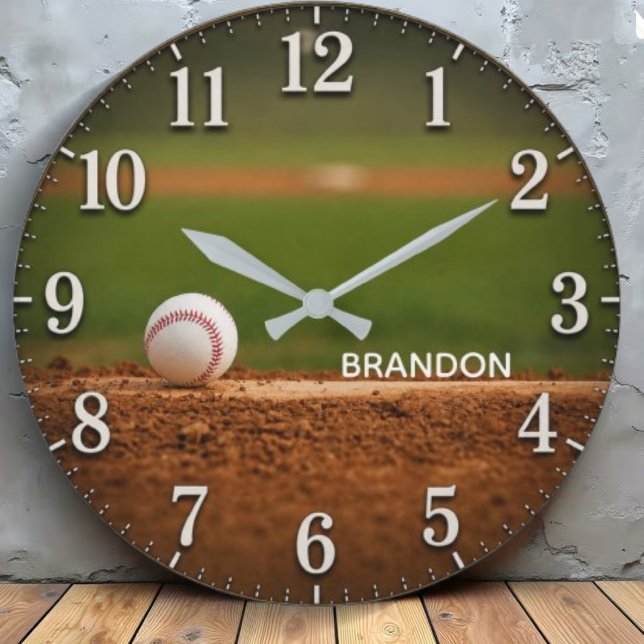 Reloj Redondo Grande Personalized Baseball Field Custom Name (Subido por el creador)