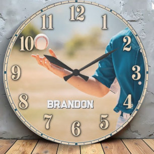 Reloj Redondo Grande Personalized Baseball Pitcher Custom Name