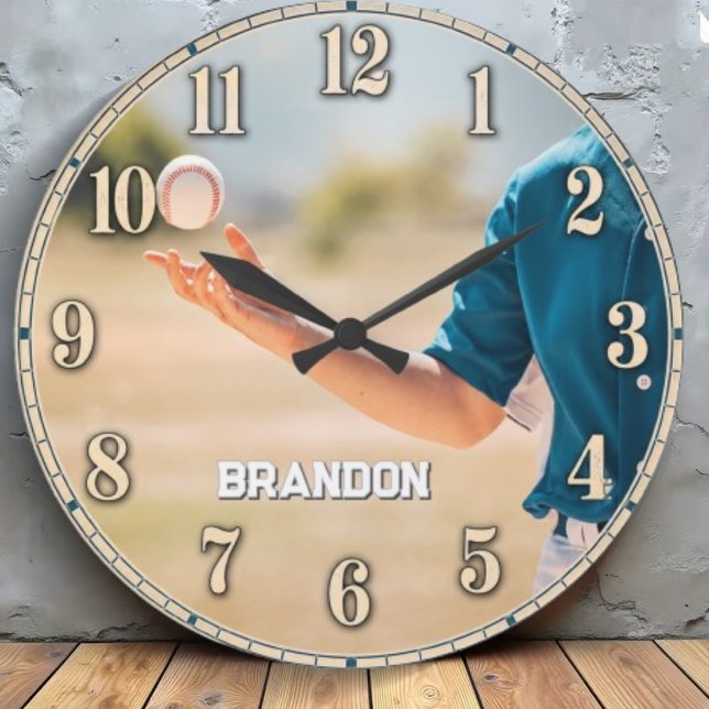 Reloj Redondo Grande Personalized Baseball Pitcher Custom Name (Subido por el creador)