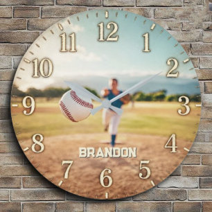 Reloj Redondo Grande Personalized Baseball Pitcher Custom Name Player