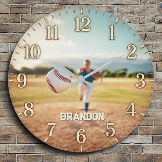Reloj Redondo Grande Personalized Baseball Pitcher Custom Name Player (Subido por el creador)