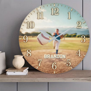Reloj Redondo Grande Personalized Baseball Pitcher Custom Name Player
