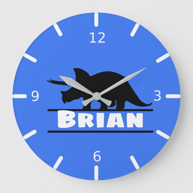 Reloj Redondo Grande Personalized Dinosaur Square Wall Clock (Anverso)
