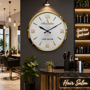 Reloj Redondo Grande Personalized Gold Hair Salon