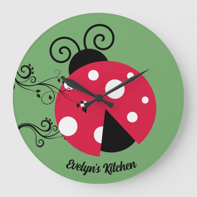 Reloj Redondo Grande Personalized Lady Bug Kitchen Clock Ladybug (Anverso)
