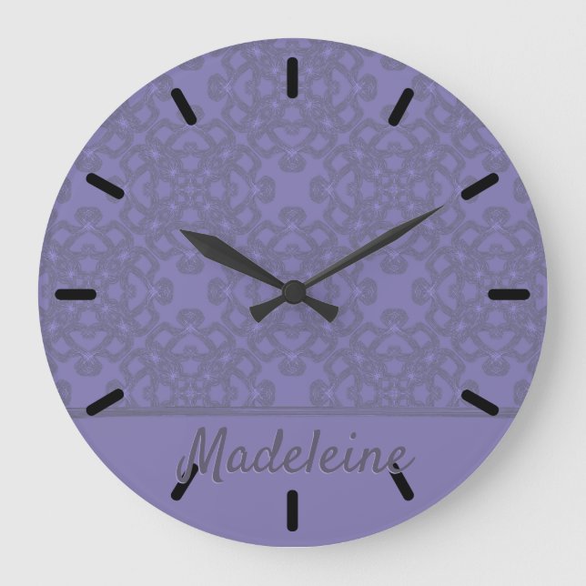 Reloj Redondo Grande Personalized lavender pattern (Anverso)