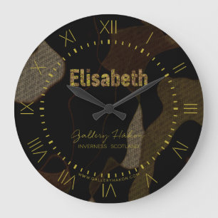 Reloj Redondo Grande Personalized Military Camouflage Font Elisabeth
