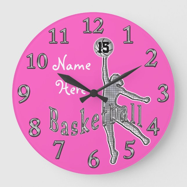 Reloj Redondo Grande Personalized NAME and NUMBER Basketball Clocks (Anverso)