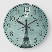 Personalized Paris Eiffel Tower Large Clock