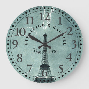Reloj Redondo Grande Personalized Paris Eiffel Tower Large Clock